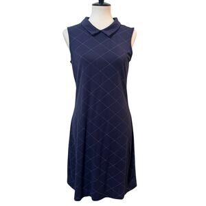 Sharagano Blue Mock Neck Sleeveless Zipper Back Sheath Dress Women's Size 4